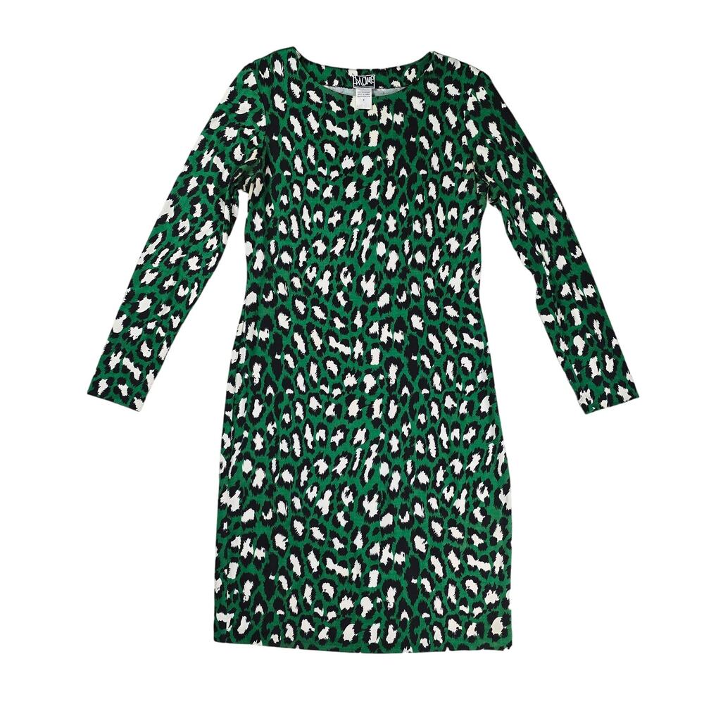 DVF Diane von Furstenberg Muriel spotted cat green silk dress long sleeve size 8